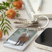 パロ荷車を引くミノの木馬 キーホルダー (正面右)