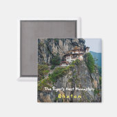 パロ・タッサン:タイガーの巣の修道院 – ブータン マグネット (正面/裏面)