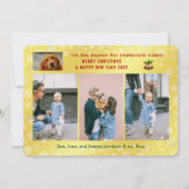 パワおもしろいイティブ犬の猫4枚の写真ミニマリストゴールデン シーズンカード (正面)