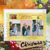 パワおもしろいイティブ犬の猫4枚の写真ミニマリストゴールデン シーズンカード