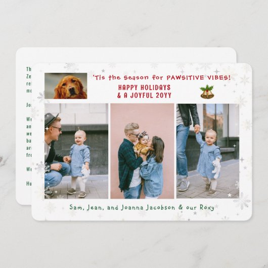 パワおもしろいイティブ犬猫4枚ミニマルモダンリスト シーズンカード (正面/裏面)