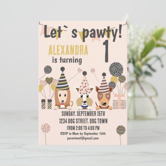 パワティを作ろう!バルーン付き犬誕生日 招待状 (スタンド正面)