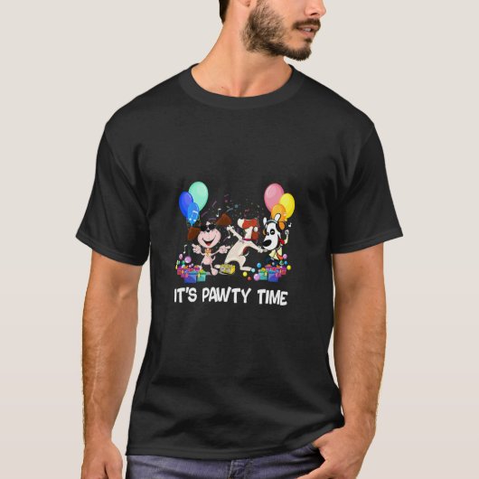 パワティタイムドッグパーティー動物パン Tシャツ (正面)