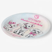 パワティピンクかわいい子犬の誕生日プリントしよう ペーパープレート (アングル)