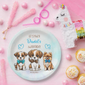 パワティブルーかわいい子犬の誕生日プリント ペーパープレート (パーティー)