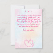 パワティ白ピンクの可愛い子犬の誕生日 サンキューカード (裏面)