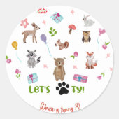 パワティ！野生動物子供の誕生日 ラウンドシール (正面)