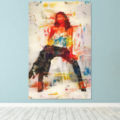 パワフルな女性抽象芸術シルエットキャンバスアート キャンバスプリント (インサイチュ (ウッドフロア))