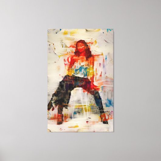 パワフルな女性抽象芸術シルエットキャンバスアート キャンバスプリント (正面)