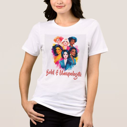 パワフルな女性水彩画 トライブレンドTシャツ (正面)