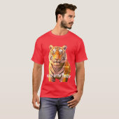 "パワーと轟音:激しいタイガーグラフィックティー" Tシャツ (正面フル)