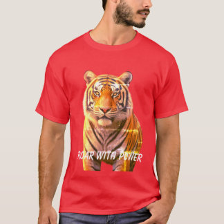 "パワーと轟音:激しいタイガーグラフィックティー" Tシャツ