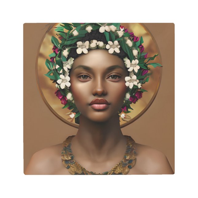 パワーへの痛み |アフリカ系アメリカ人クイーン メタルプリント (正面)