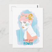 パワーを知やる気を起こさせるる引用文女の子顔 ポストカード (正面/裏面)