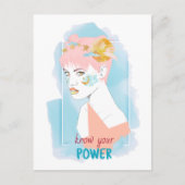 パワーを知やる気を起こさせるる引用文女の子顔 ポストカード (正面)