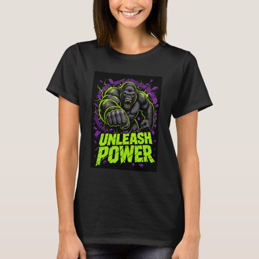 パワーを解き放てゴリラ グラフィックTシャツ Tシャツ (正面)