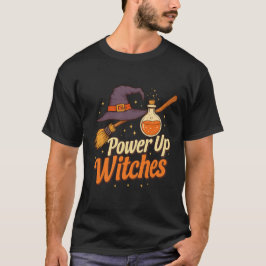 パワーアップウィッチ - レトロハロウィンマジックデザイン Tシャツ