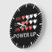 パワーアップバー, おもしろい,ゲーマー,レトロ,ギーク,おたくラーグ ラージ壁時計 (傾斜)