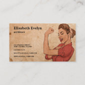 パワーアポップ・アートのートの女性手描きヴィンテージ 名刺 (裏面)