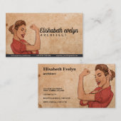 パワーアポップ・アートのートの女性手描きヴィンテージ 名刺 (正面/裏面)