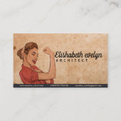 パワーアポップ・アートのートの女性手描きヴィンテージ 名刺 (正面)