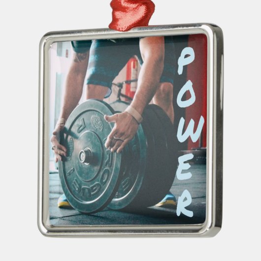 パワーウェイトリフティングジムの健康 メタルオーナメント (左)