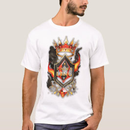 パワーキング ラグジュアリーTシャツ - プレミアムレッド ブラック ゴールド Tシャツ