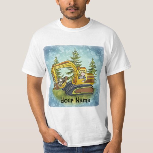パワーショベルキッズTシャツ Tシャツ (正面)