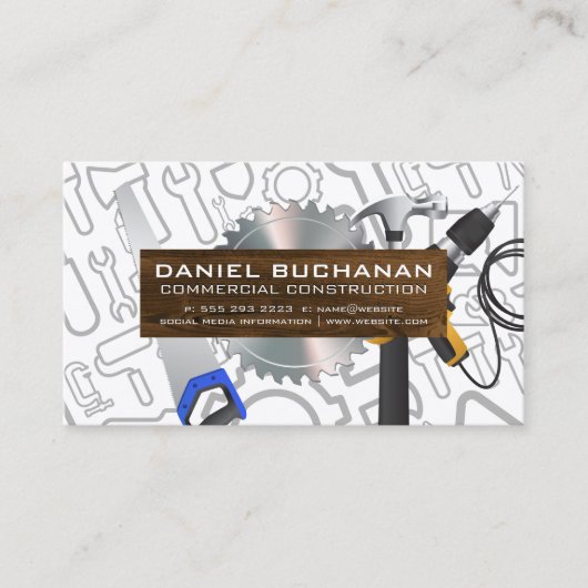 パワーツール | 総合建設業者 | ブルーカラー 名刺 (正面)