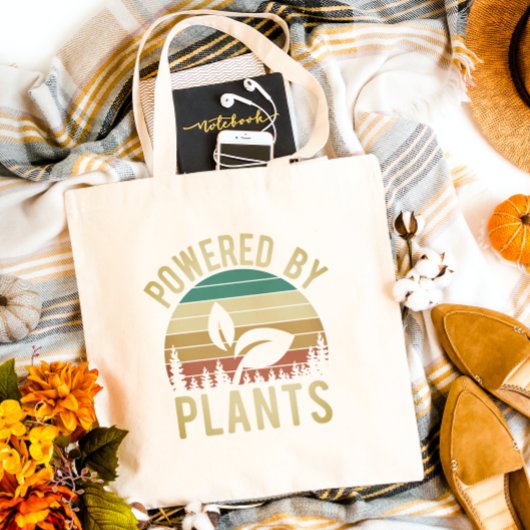 パワードバイプラントズビーガンレトロレインボー トートバッグ