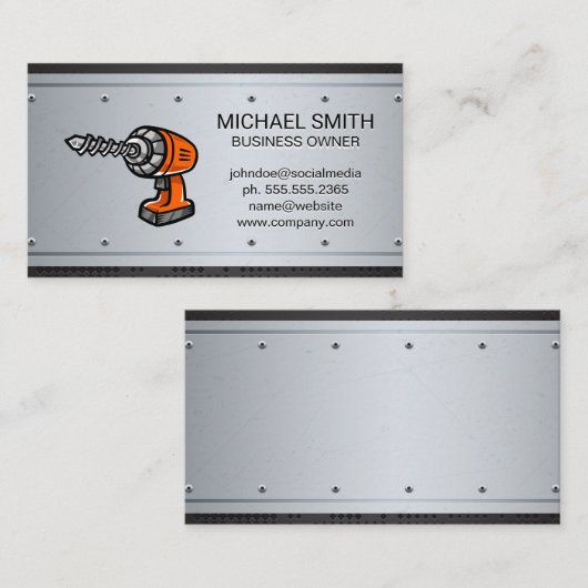 パワードリル |金属製リベット 名刺 (正面/裏面)