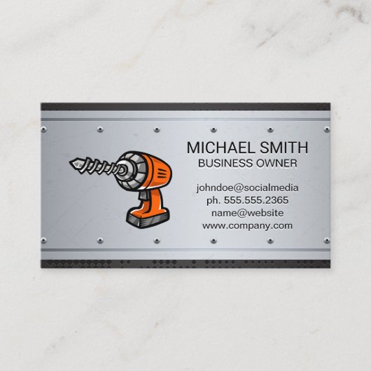 パワードリル | 金属 リベット 名刺 (正面)