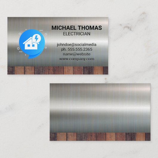 パワーハウスロゴ |金属(木材) 名刺 (正面/裏面)