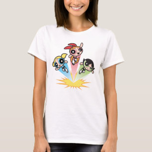 パワーパフの女の子が空中に飛び出す Tシャツ