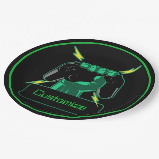 パワーパーソナライズされたゲーマー ペーパープレート (アングル)
