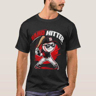 パワーヒッター野球選手Tシャツ、クールなキャラクター野球デザイン Tシャツ
