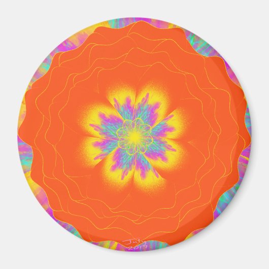 パワーフラワーでサンライズポピー マグネット (正面)