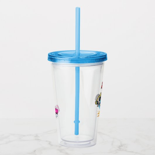 パワープフの女の子が空中に飛び上がる アクリルタンブラー (右)