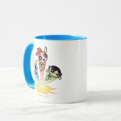 パワープフの女の子が空中に飛び上がる マグカップ (正面左)