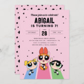 パワープフガールズ誕生日 – ピンク 招待状 (正面/裏面)