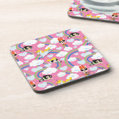 パワープフガールズ&ドニーレインボーパターン コースター (左側)