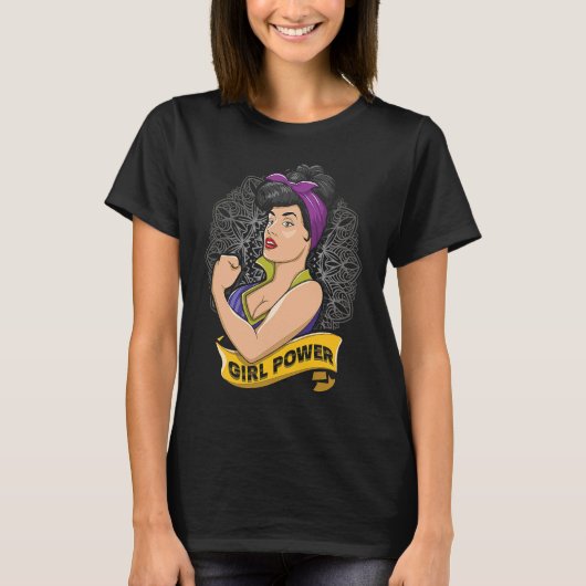 パワーマンダラ女国際的の子デイフェミニス Tシャツ (正面)