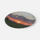 パワーラインの日没の景色 ペーパープレート (アングル)