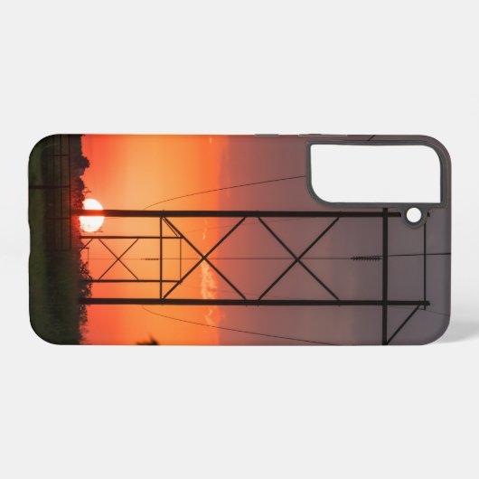 パワーラインサンセットシルエットサムスン電話ケース SAMSUNG GALAXYケース (裏面横)