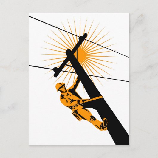 パワーラインマン電気技師 ポストカード (正面)