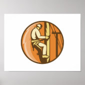 パワーラインマン電気登山ユーティリティポスト ポスター (正面)