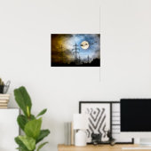 パワーライン、サンタと満月クリスマス ポスター (ホームオフィス)