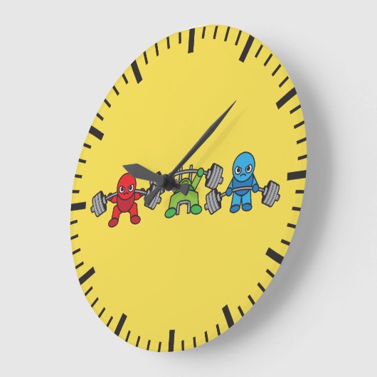 パワーリフティングかわいい – スクワット、ベンチプレス、デッドリフト ラージ壁時計 (傾斜)