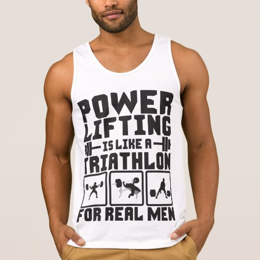パワーリフティングは男性のためのトライアスロン実在に似ている Tシャツ (正面)
