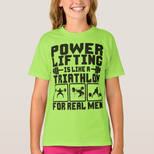 パワーリフティングは男性のためのトライアスロン実在に似ている Tシャツ (正面)